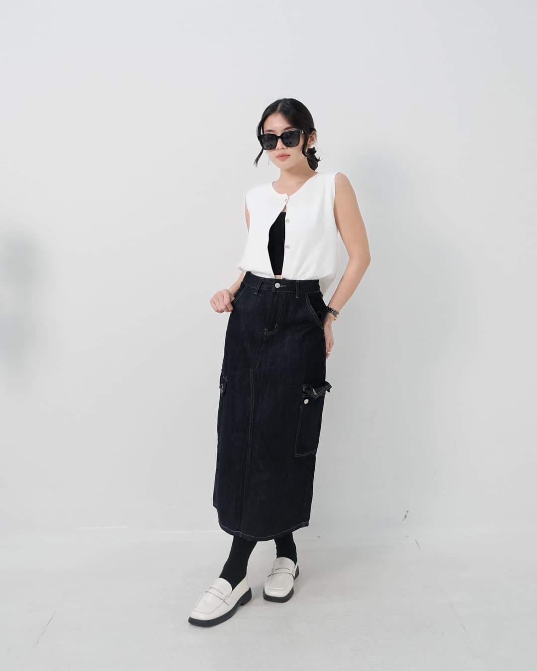 Orlie Cargo Denim Skirt