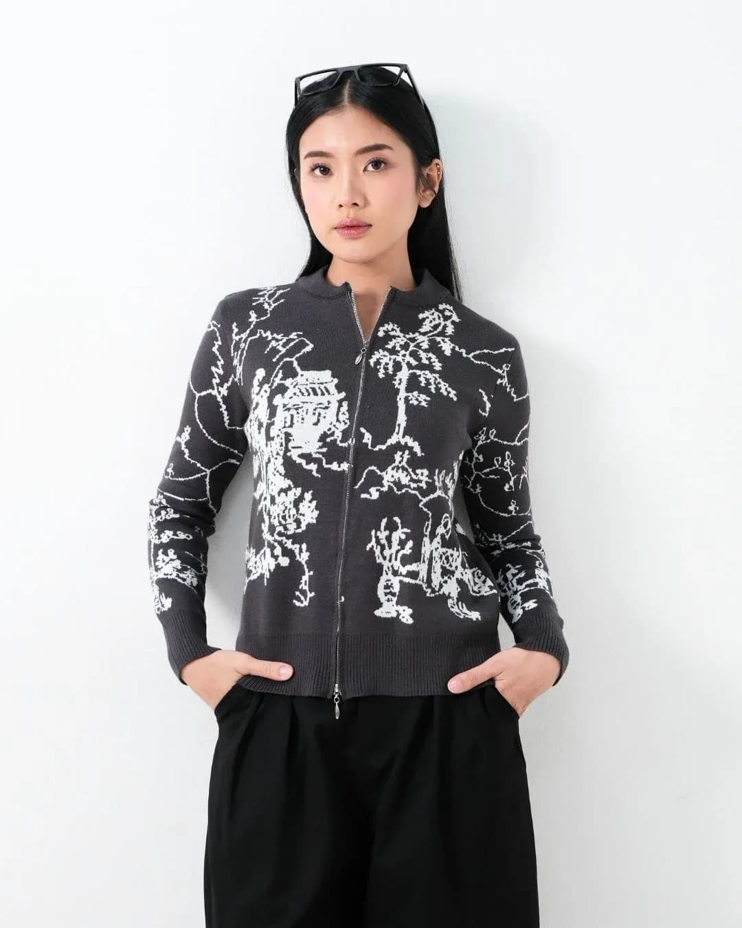 Ronna Double Zipper Pattern Jacket