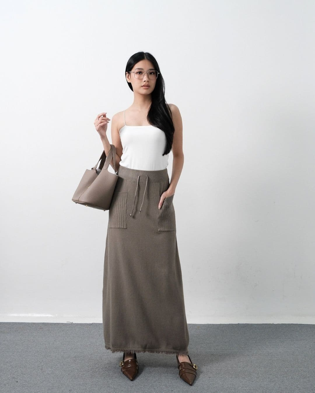 Glenna Long A Line Knit Skirt