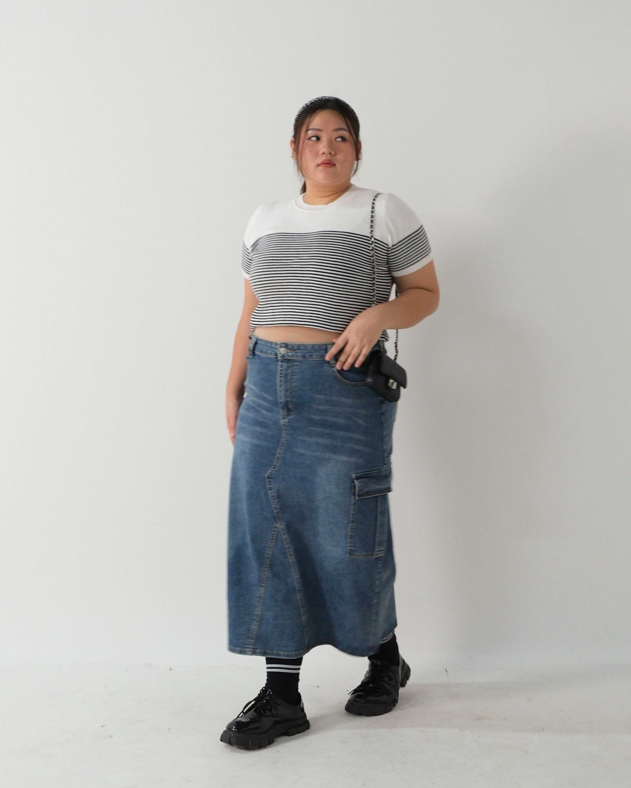 Ephraim Maxi Cargo Denim Skirt