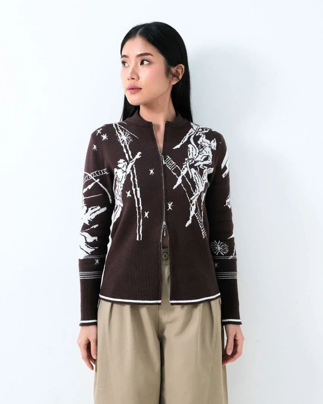 Rhiana Double Zipper Pattern Jacket