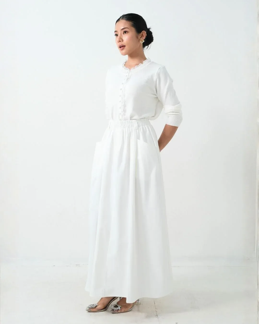 Lylu Titanium Cotton Long Skirt