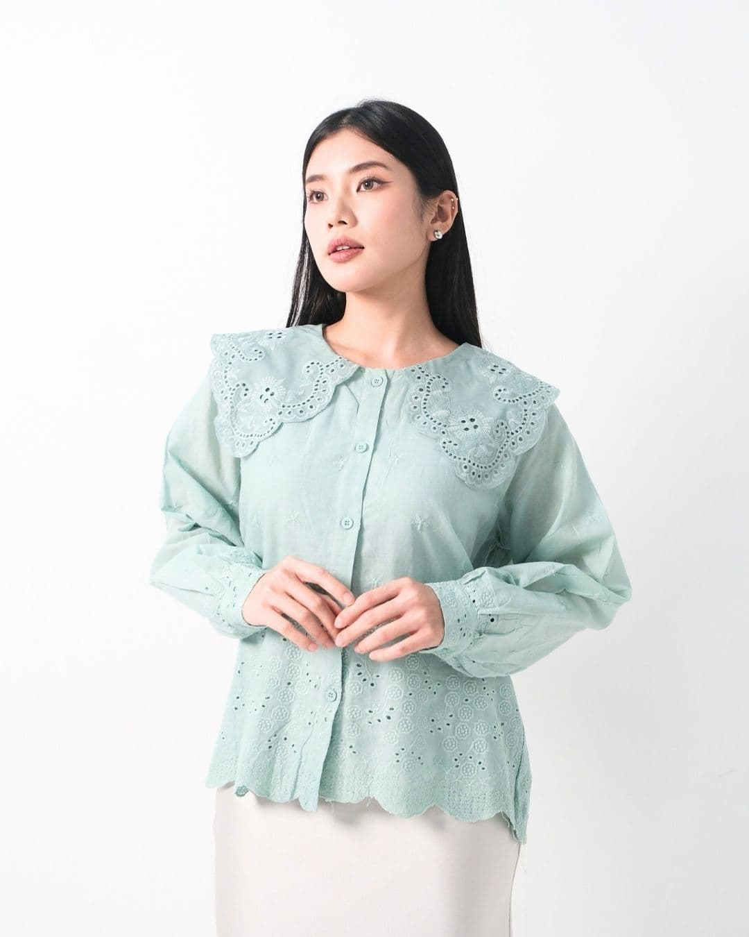 Feyna Cotton Lace Collar Shirt