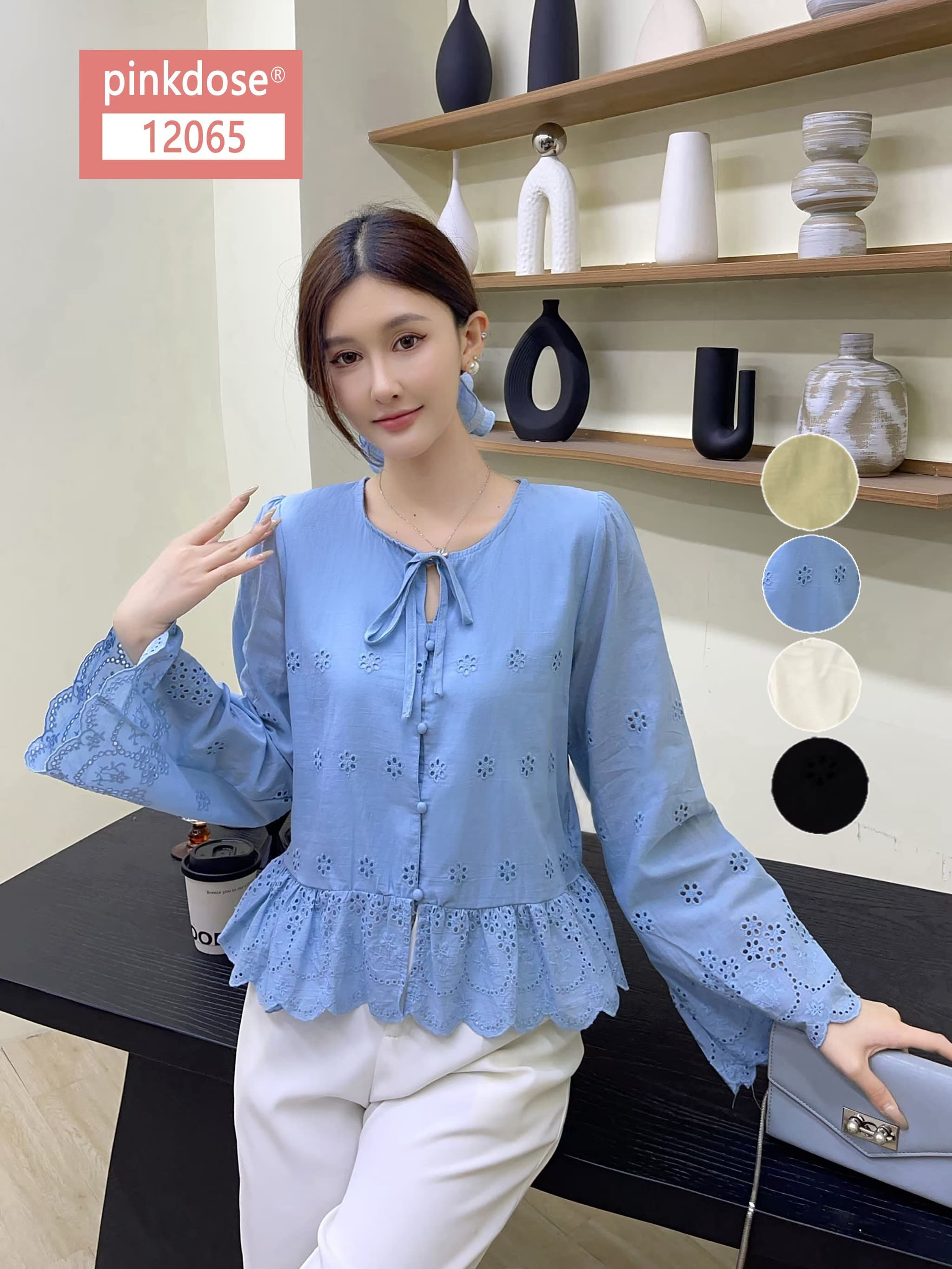 Ilaria Bell Sleeve Cotton Lace Top