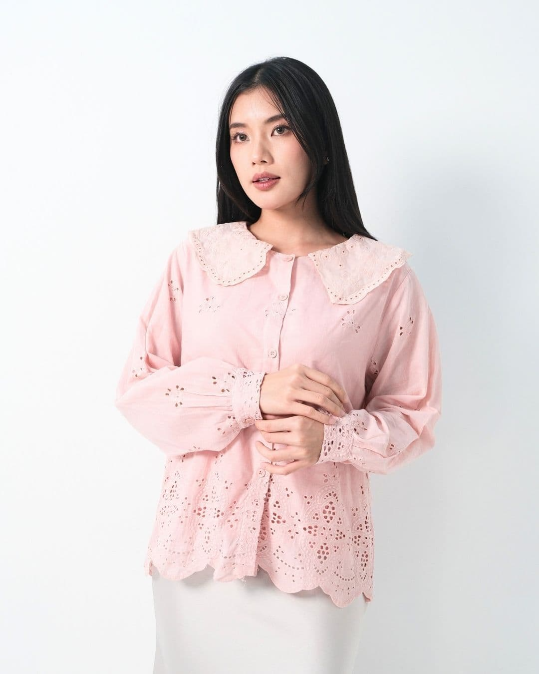 Gennie Cotton Lace Collar Shirt