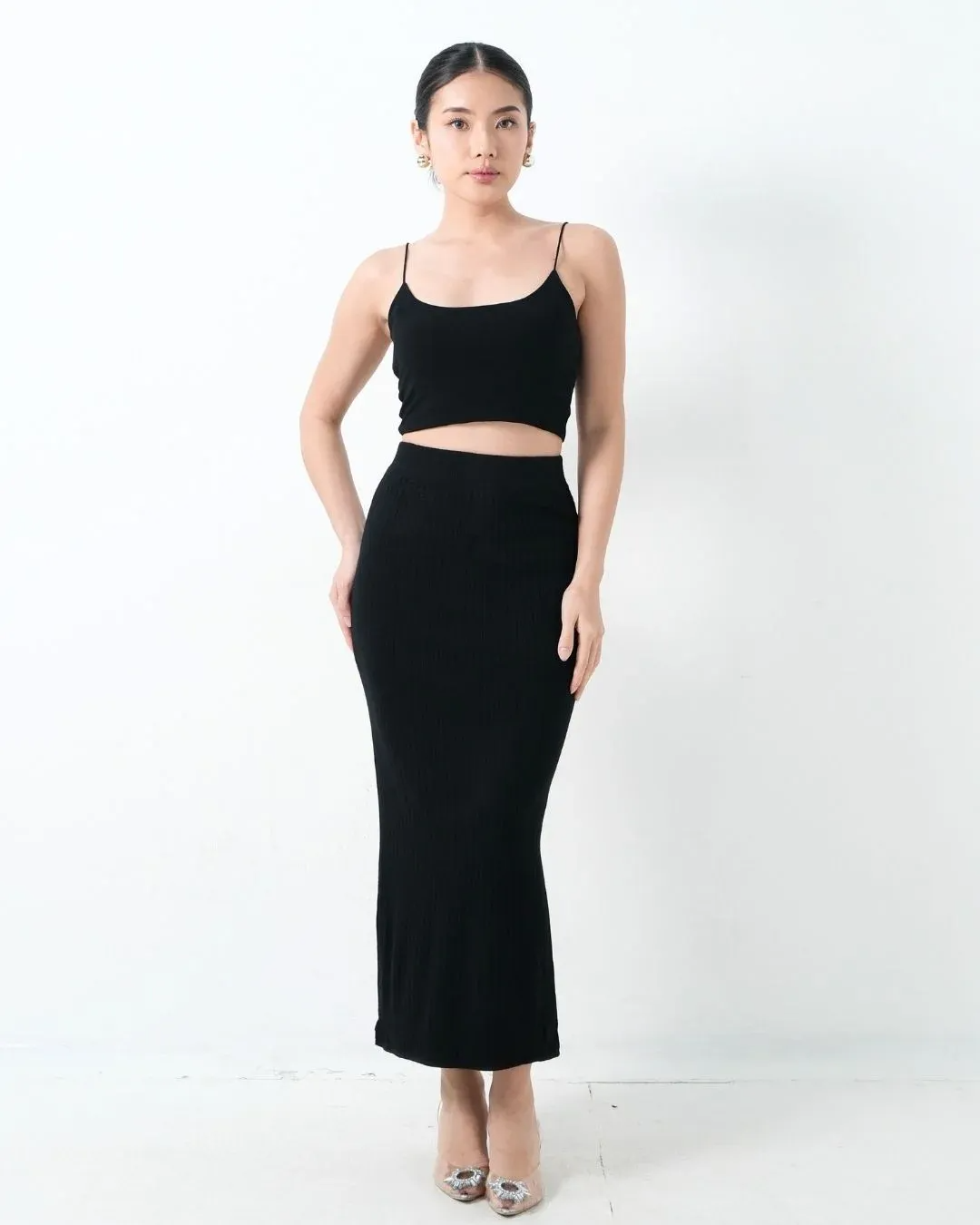 Aretha Long Knit Skirt (Special Black)