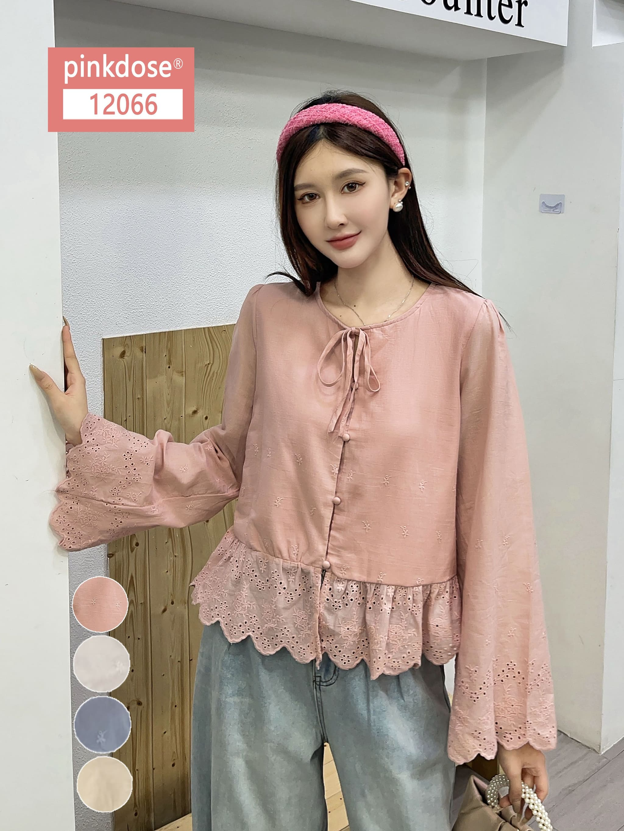 Ismeria Bell Sleeve Cotton Lace Top