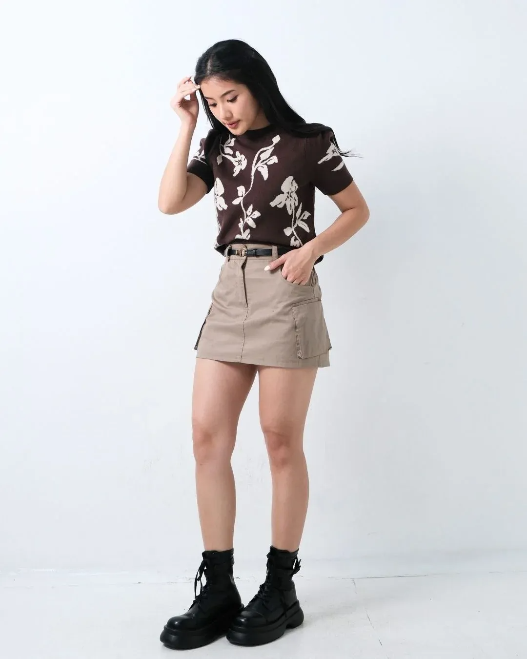 Desya Short Sleeve O Neck Pattern Top