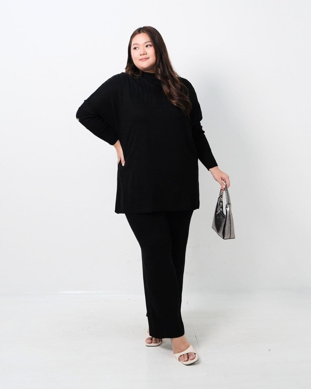 Hiromi Oversized Batwing Cullote Set (Special Black)