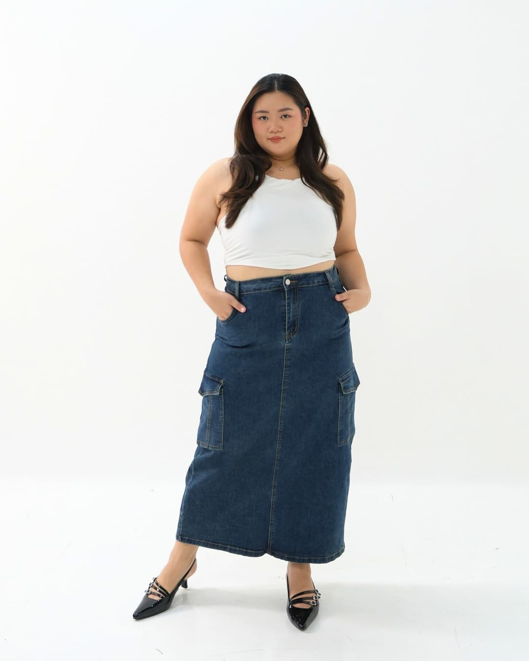 Janettie Cargo Denim Skirt