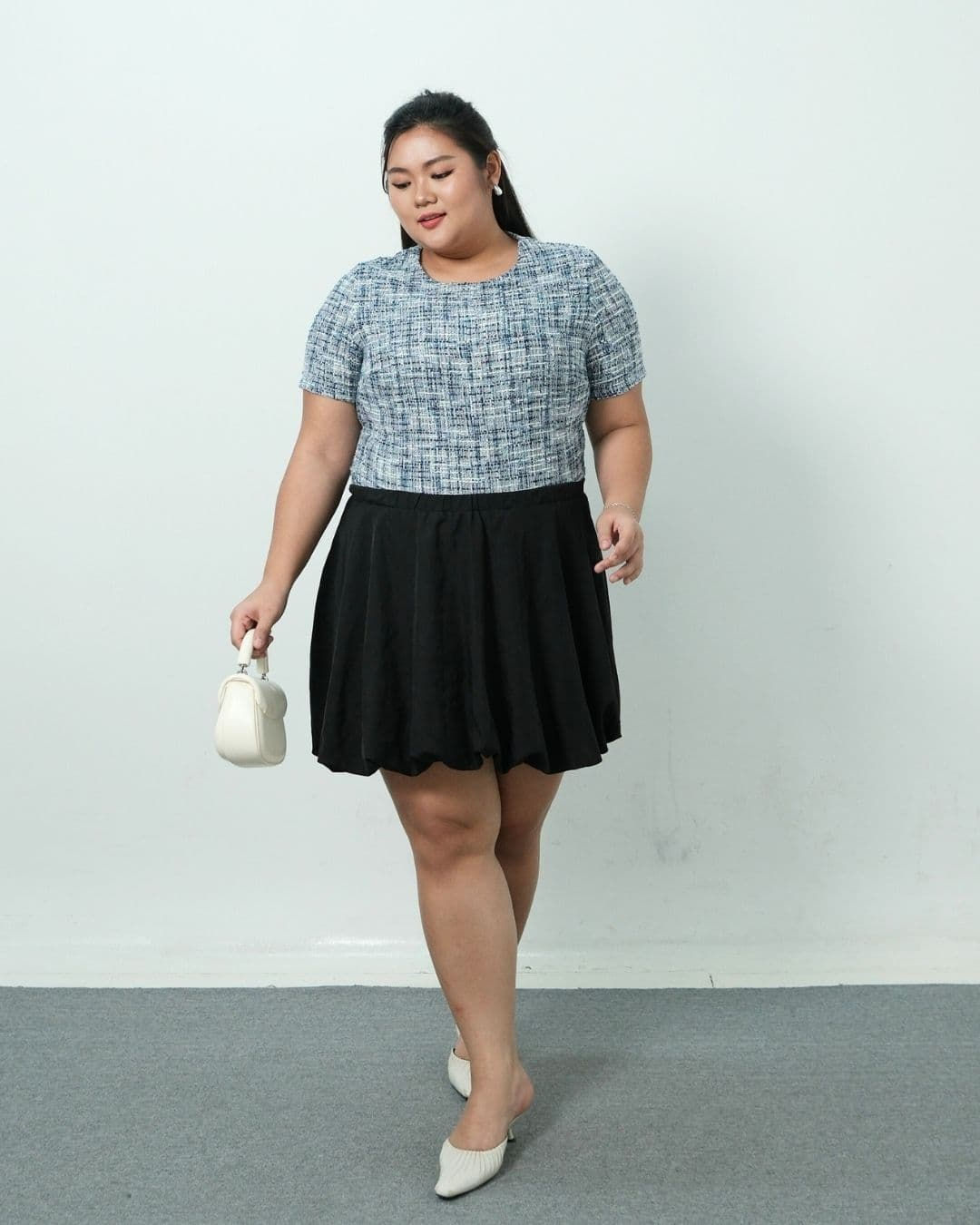 Jessie Short Sleeve Tweed Top Plus Size