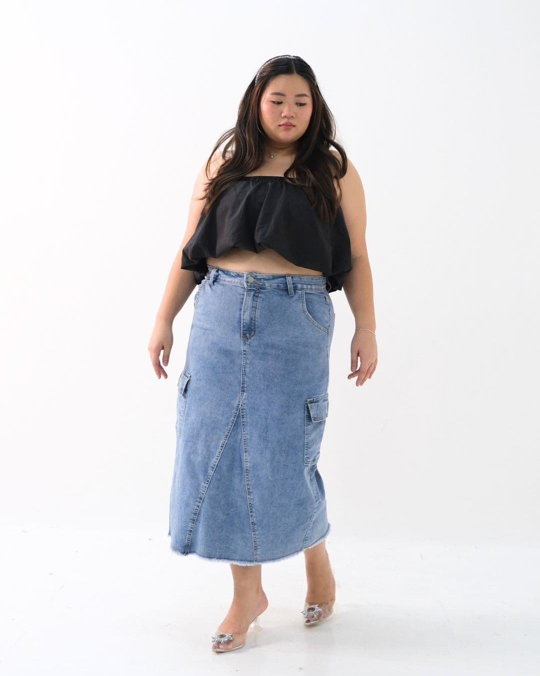 Gabri Maxi Cargo Denim Skirt