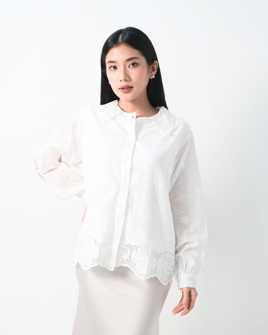 Gabbie Cotton Lace Collar Shirt