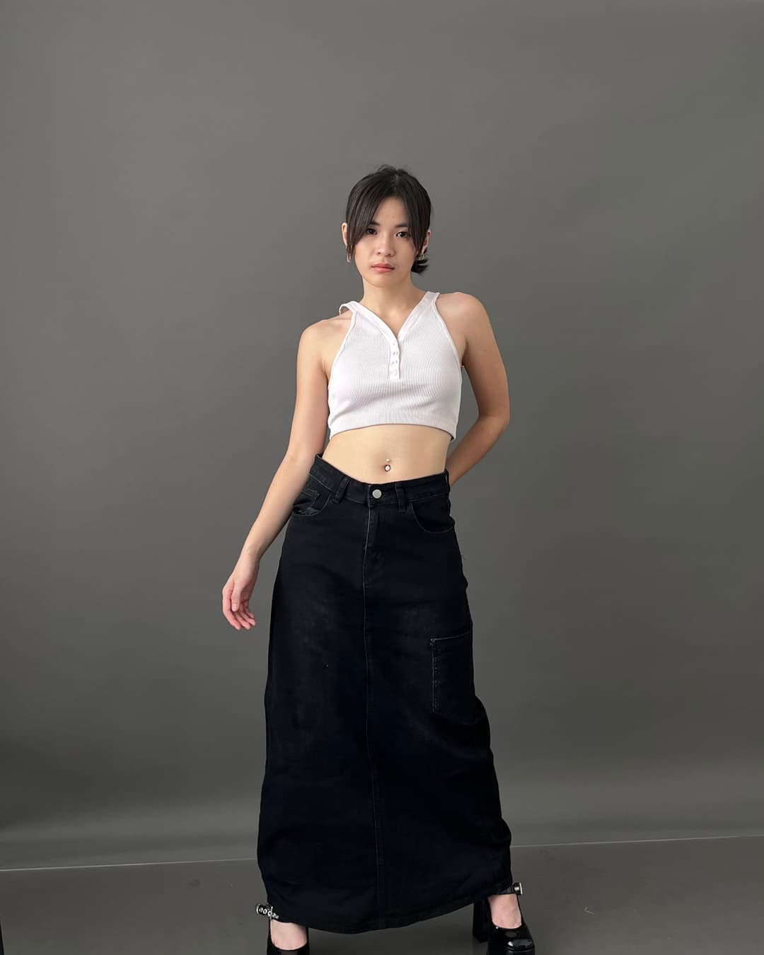 Gorton Maxi Denim Cargo Skirt