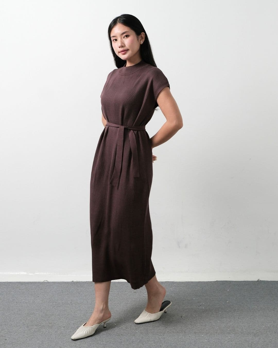 Tasya Short Sleeve Maxi Dress With Belt