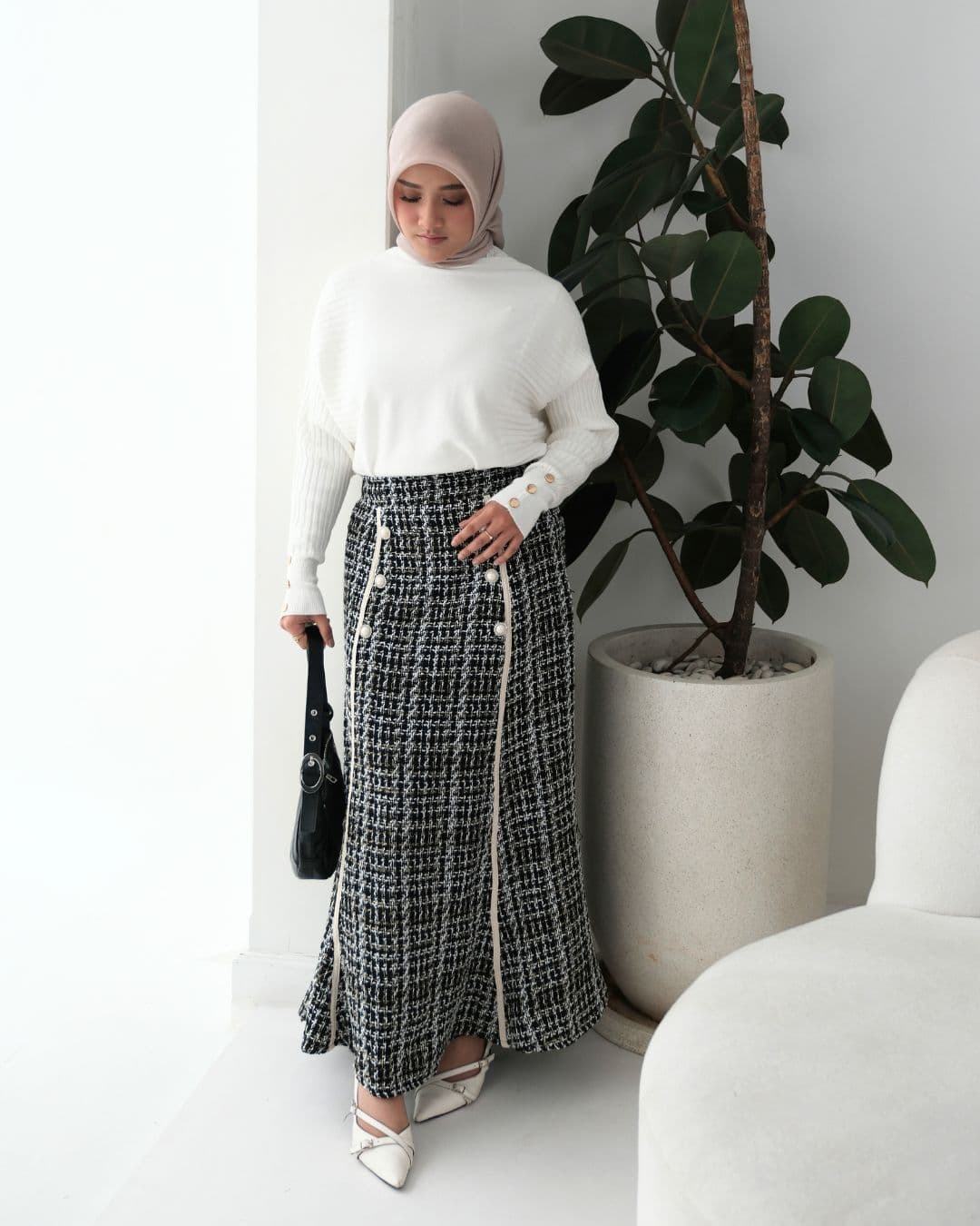 Kayna Long Tweed Skirt