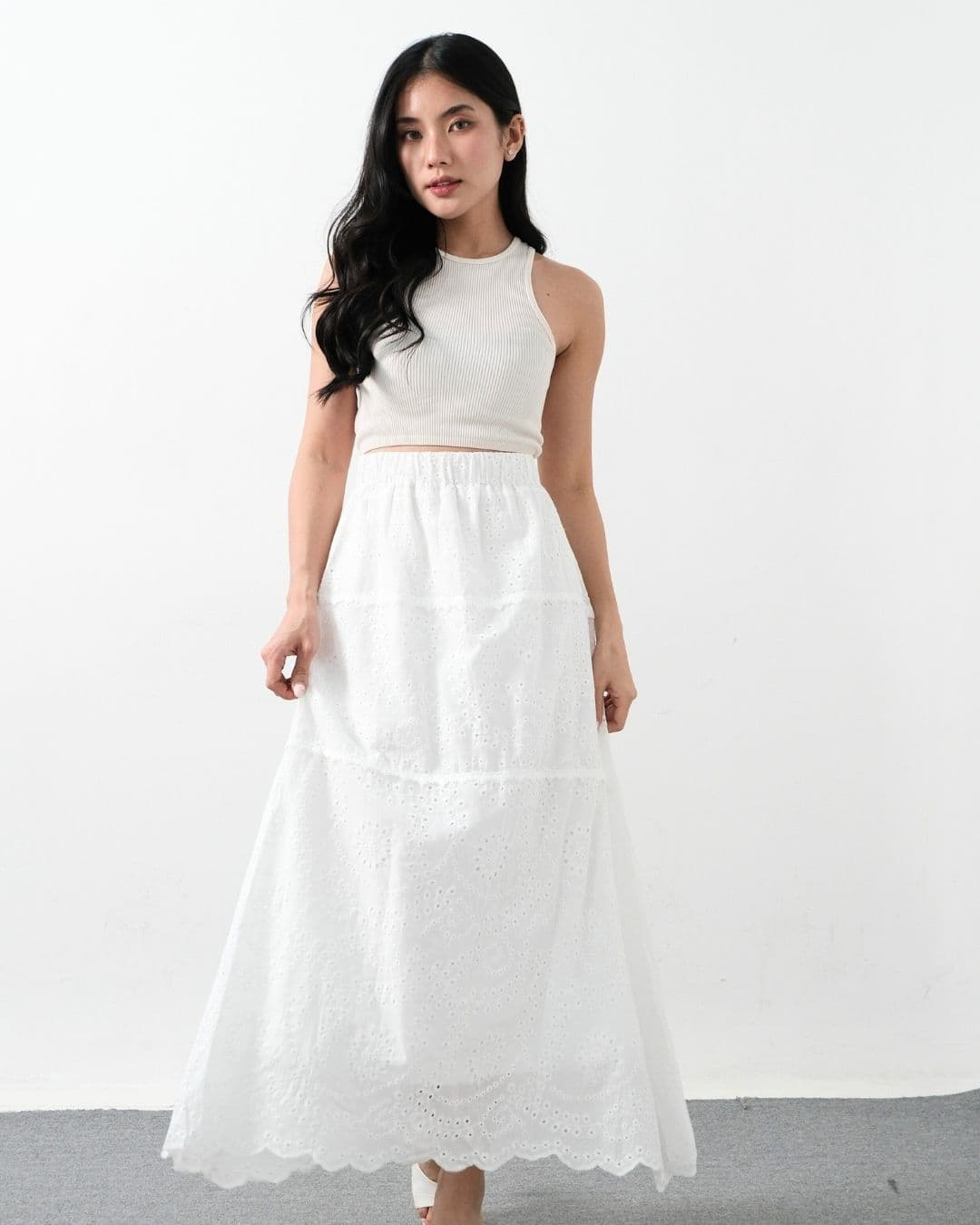 Avanora Long Lace Skirt (Special White)