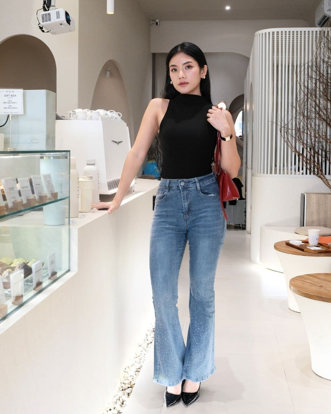 Rezellla Flaired Denim Pants Swarovsky