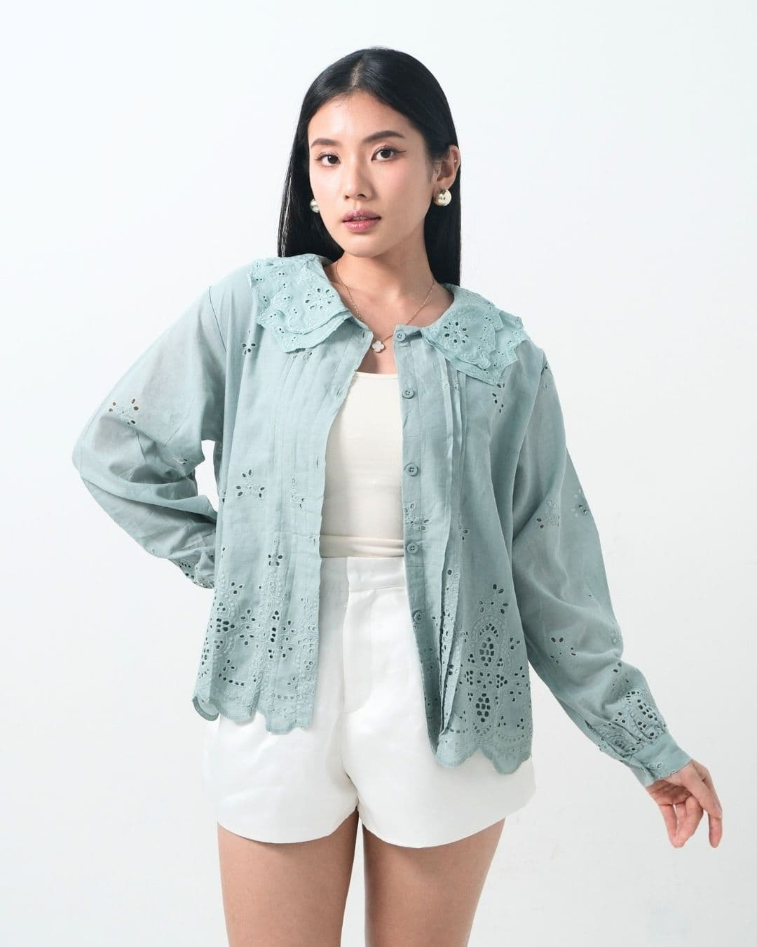 Theara Cotton Lace Collar Shirt