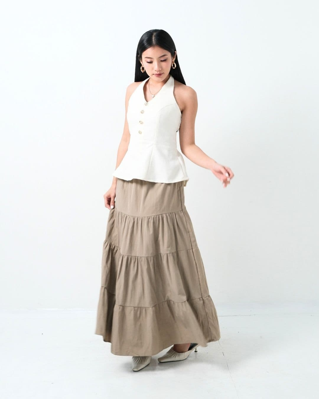 Geraldine Long Cotton Wringkle Long Skirt