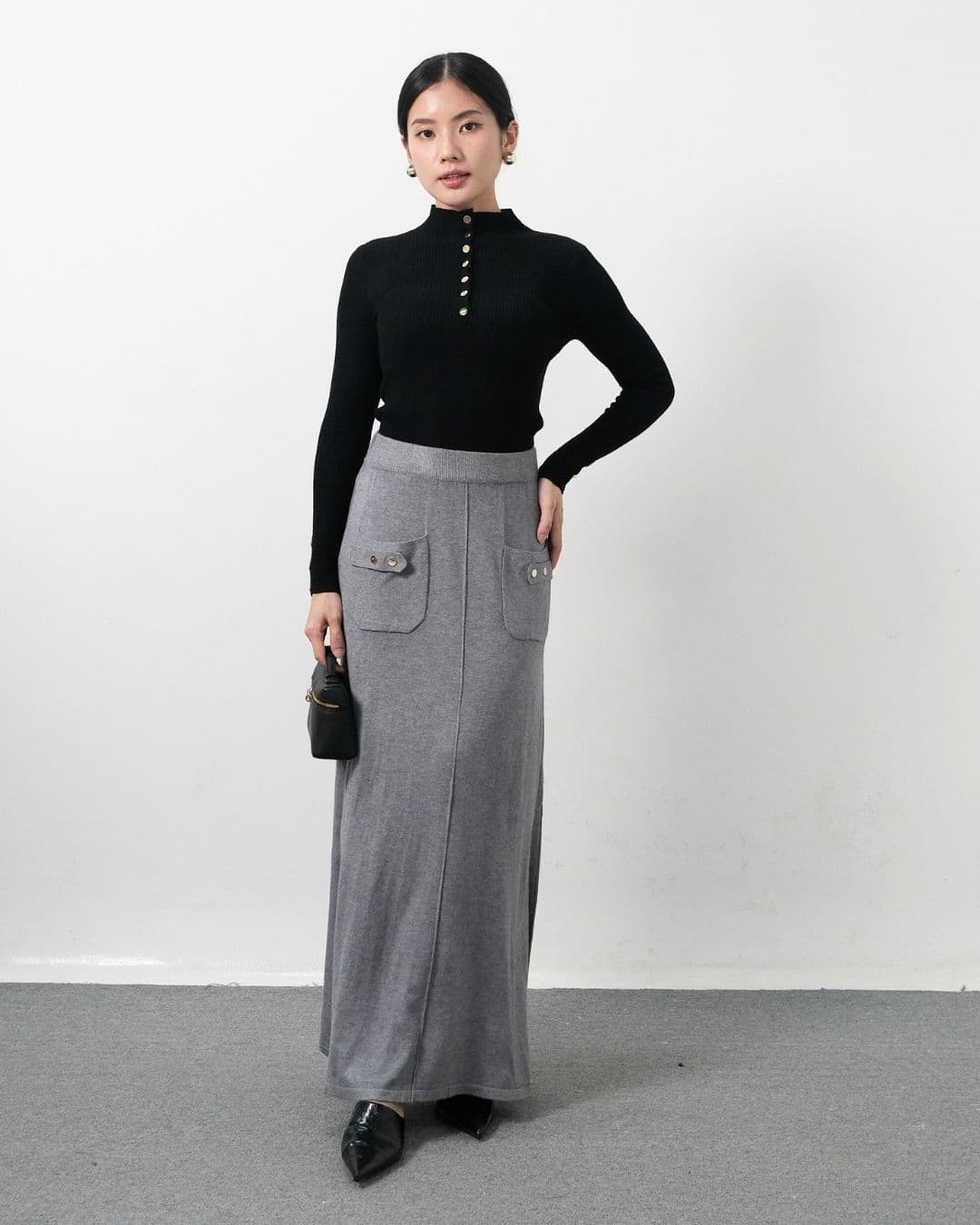 Audy Long Flared Knit Skirt