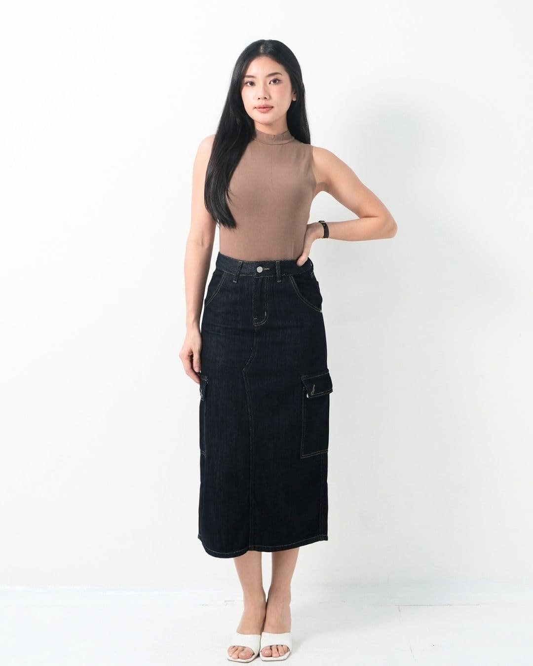 Orlia Cargo Denim Skirt