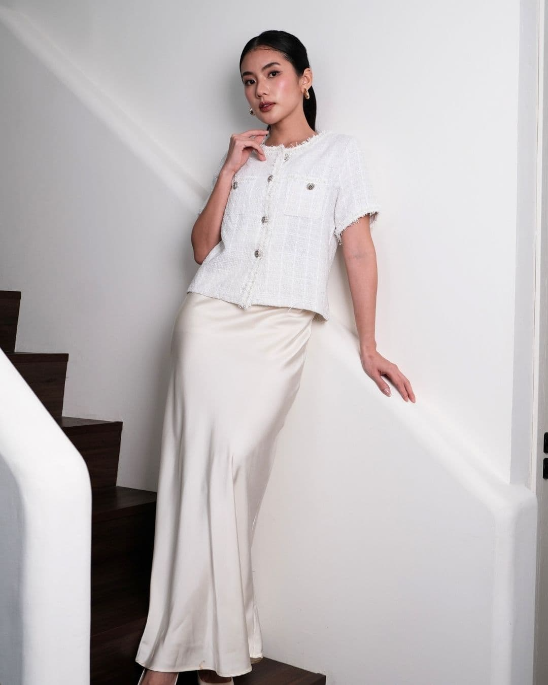 Vasya Short Sleeve O Neck Tweed