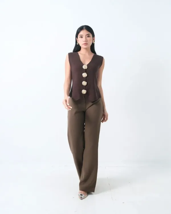 Claira Embossed Buttons Vest