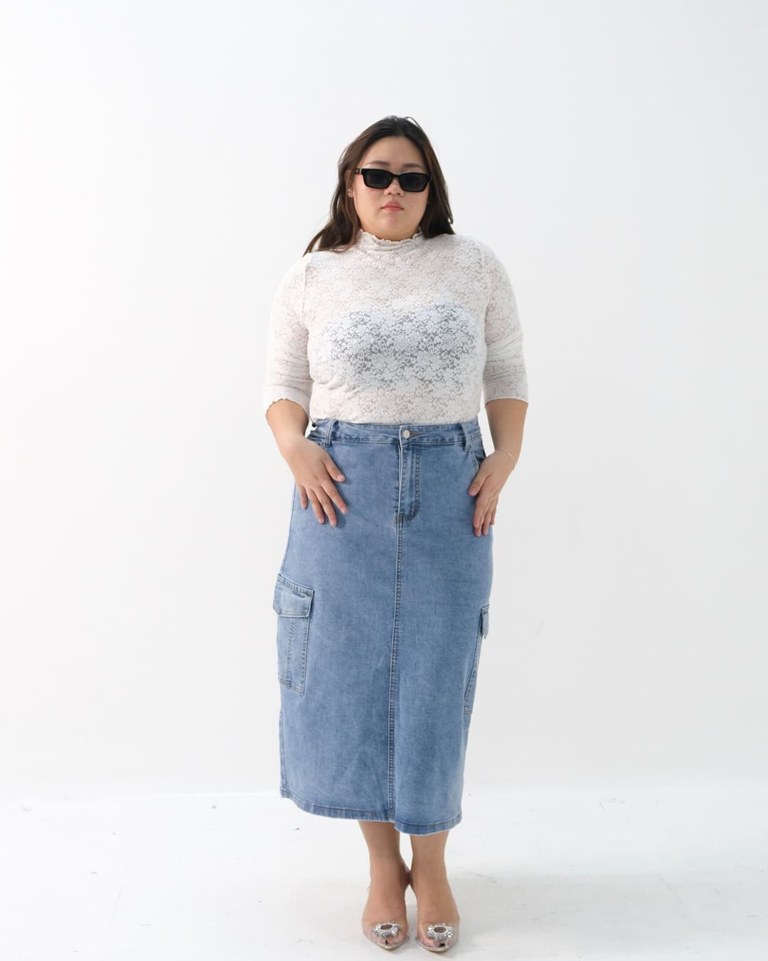 Katherin Maxi Cargo Denim Skirt