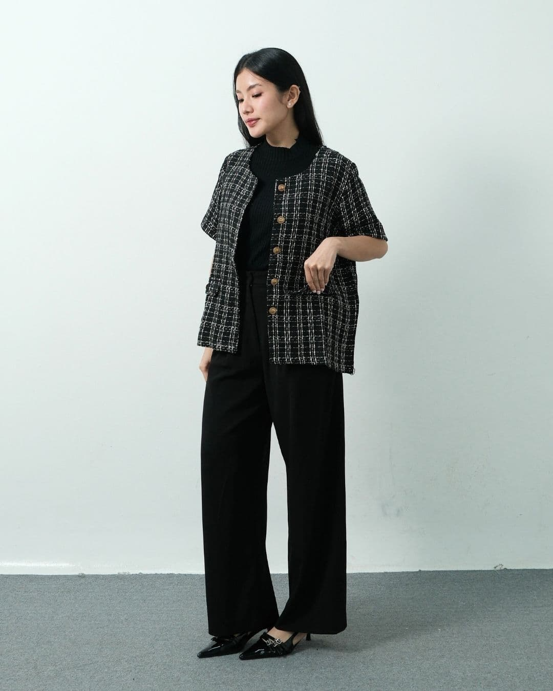 Heleza Short Sleeve Tweed Top